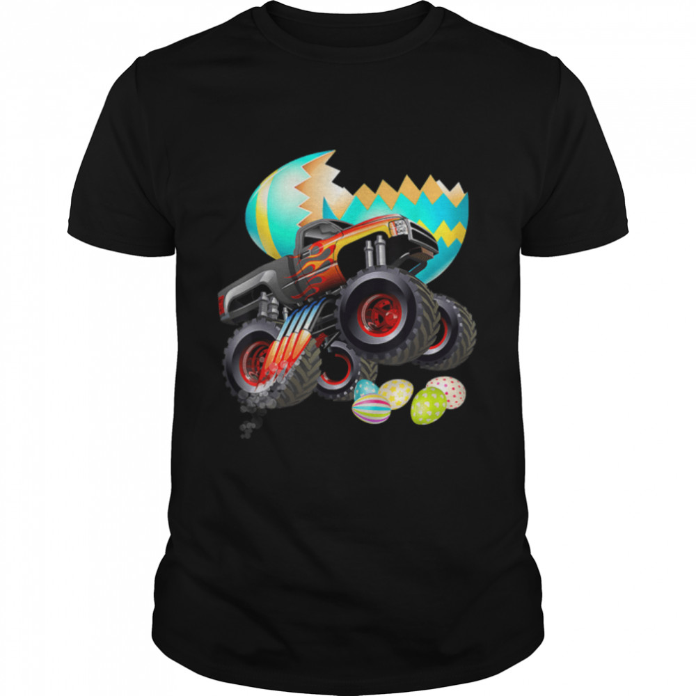 Monster Truck Eggs Easter Egg Hunting Boys Kids T- B09W62ZSVQ Classic Men's T-shirt