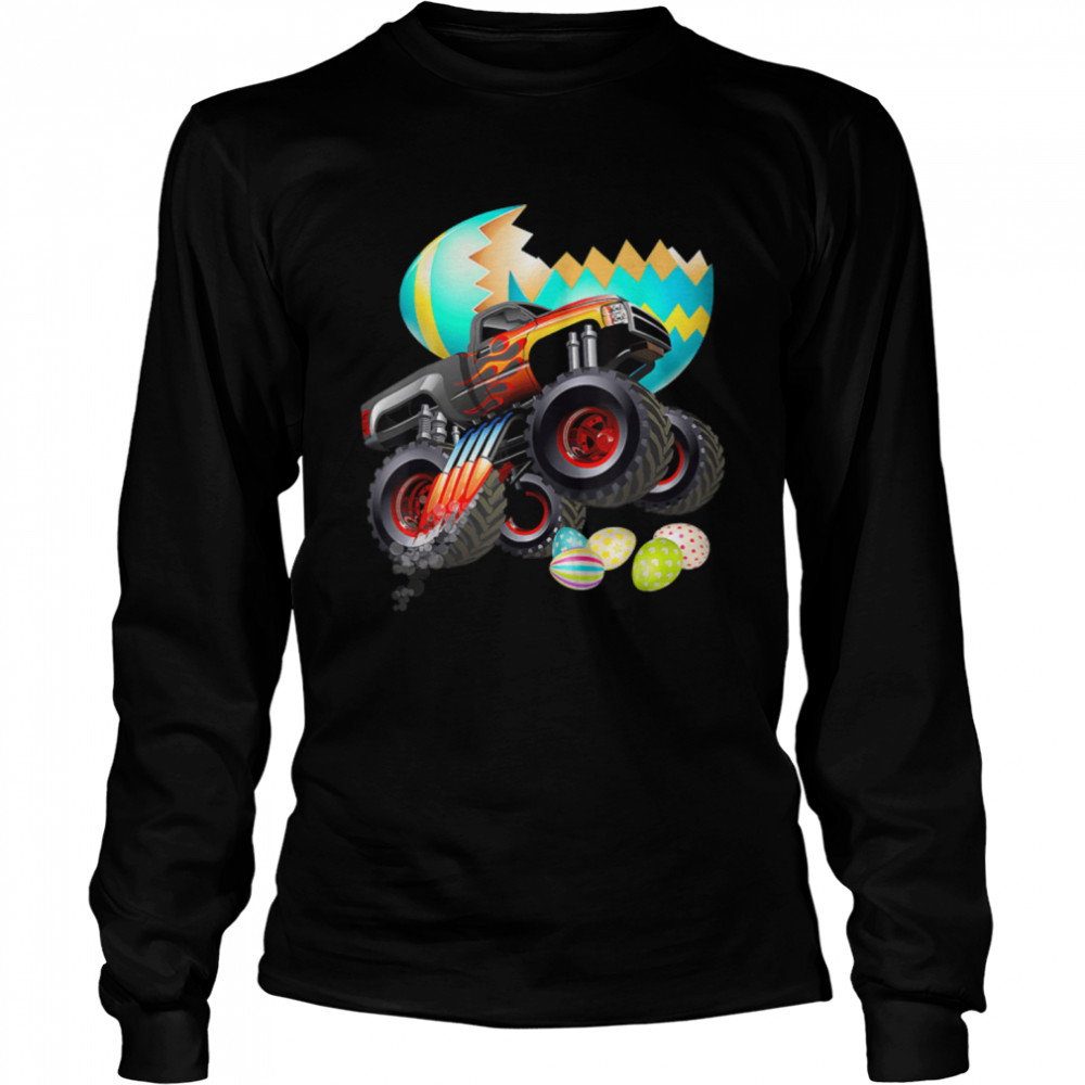 Monster Truck Eggs Easter Egg Hunting Boys Kids T- B09W62ZSVQ Long Sleeved T-shirt