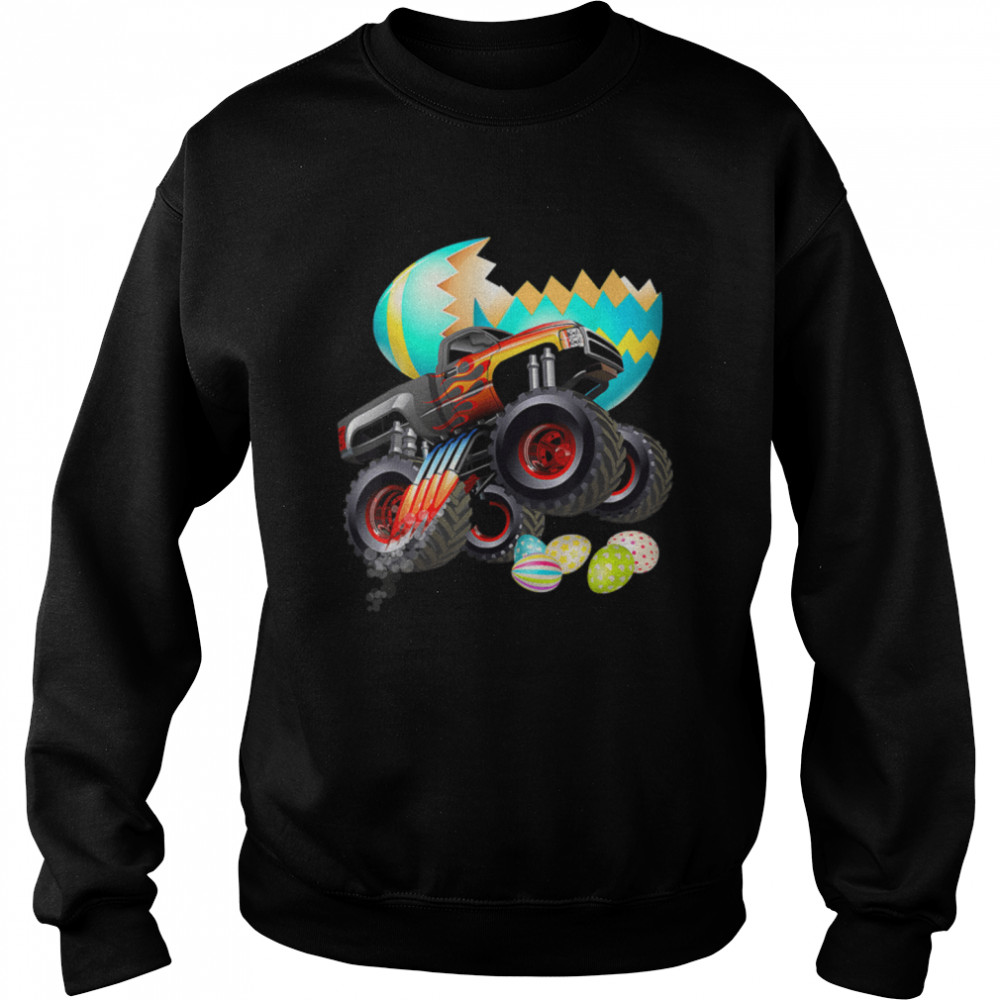 Monster Truck Eggs Easter Egg Hunting Boys Kids T- B09W62ZSVQ Unisex Sweatshirt