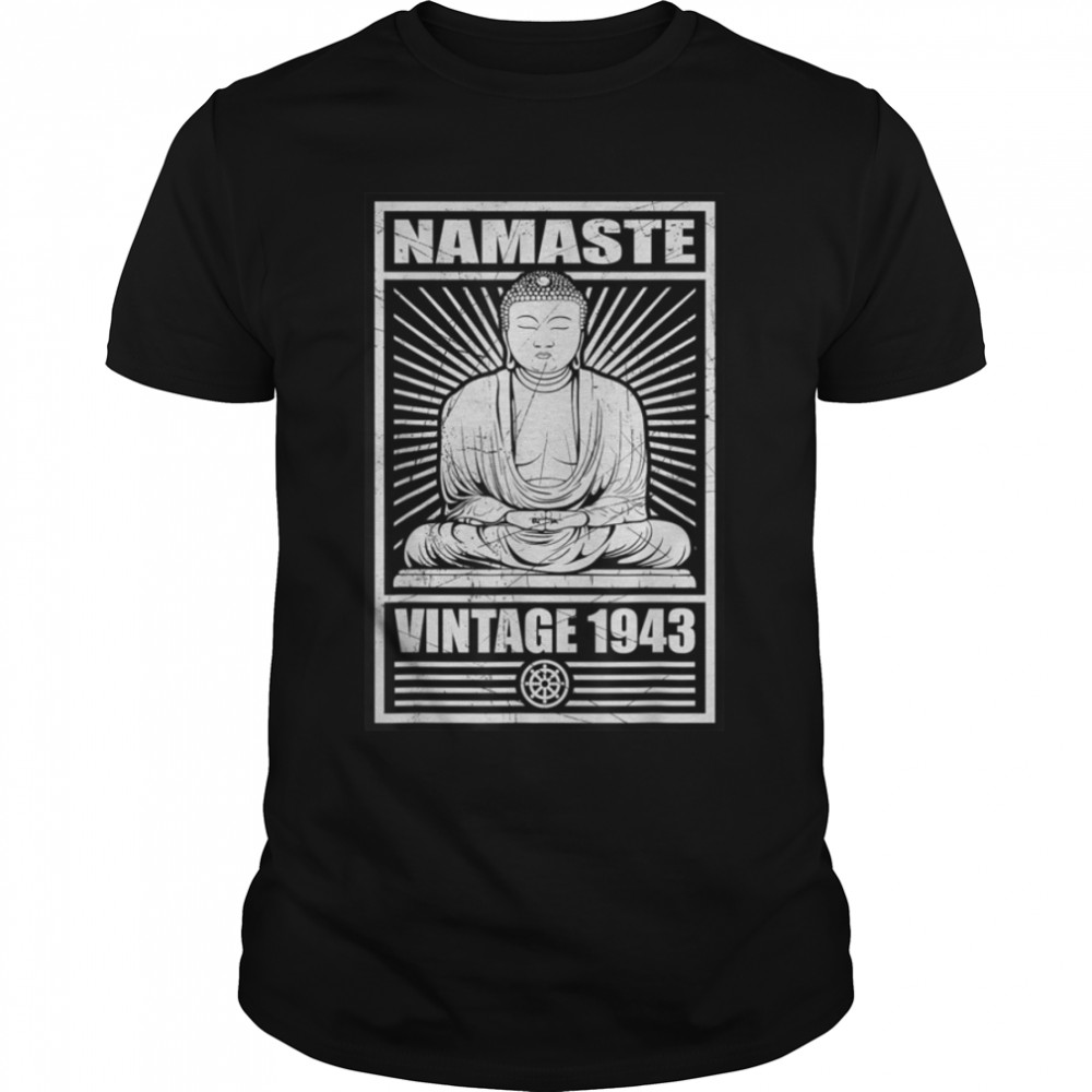 Namaste Buddha Meditation Vintage 1943 Birthday Spiritual T- B09W8XVV5J Classic Men's T-shirt