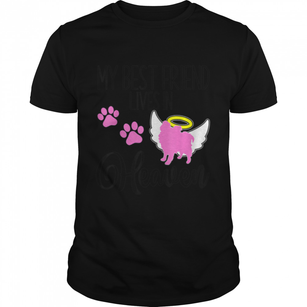 Pomeranian My Best Friend Lives Heaven Pet Loss Puppy Lover T- B09W5KRXL6 Classic Men's T-shirt