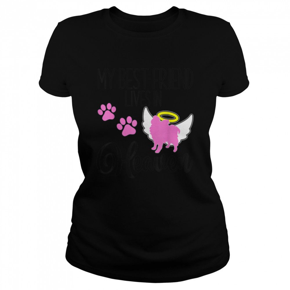 Pomeranian My Best Friend Lives Heaven Pet Loss Puppy Lover T- B09W5KRXL6 Classic Women's T-shirt