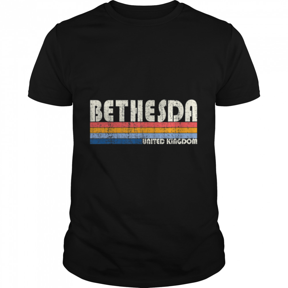 Retro Vintage 70s 80s Style Bethesda, United Kingdom T- B09W8L9S3R Classic Men's T-shirt