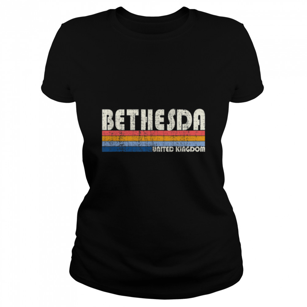 Retro Vintage 70s 80s Style Bethesda, United Kingdom T- B09W8L9S3R Classic Women's T-shirt