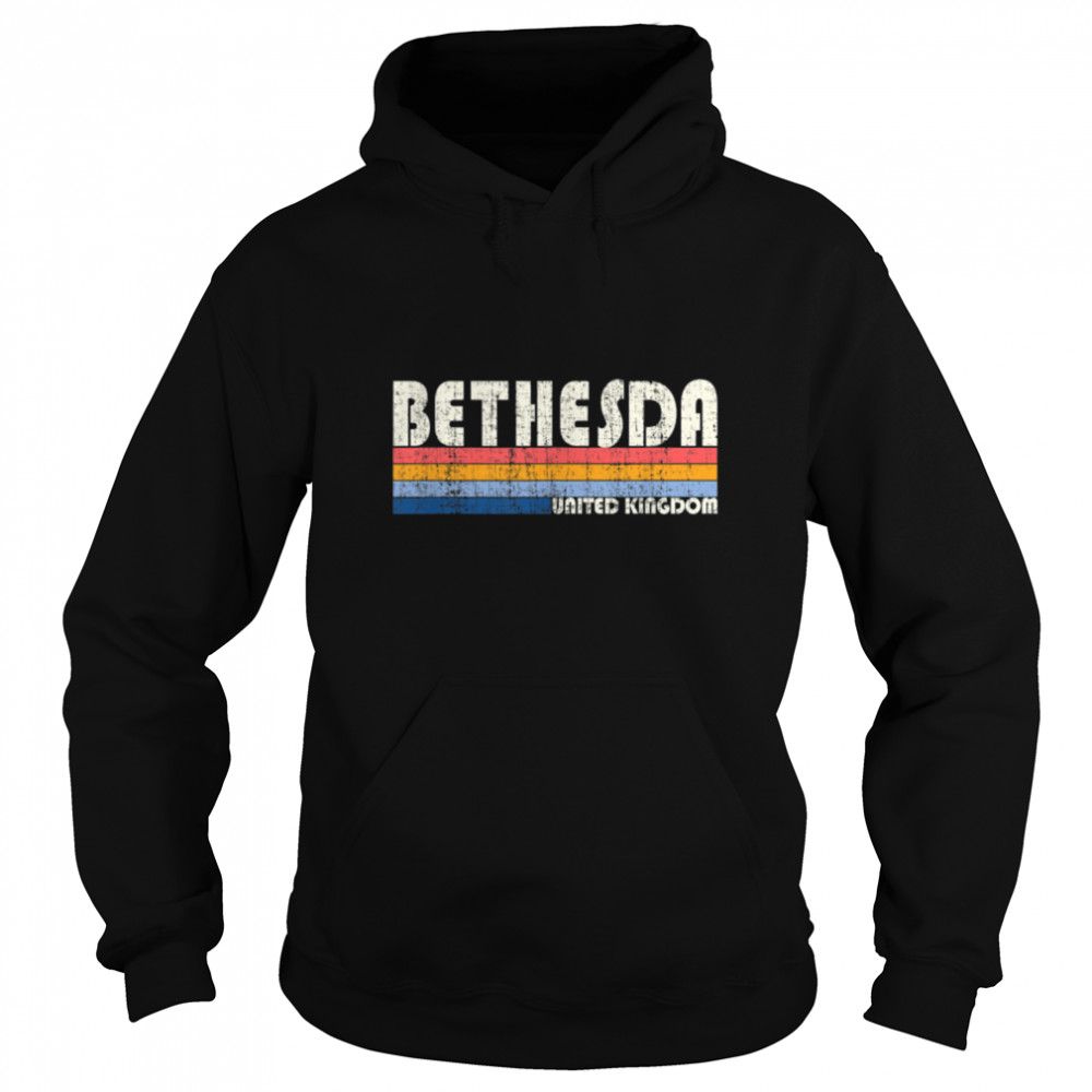 Retro Vintage 70s 80s Style Bethesda, United Kingdom T- B09W8L9S3R Unisex Hoodie