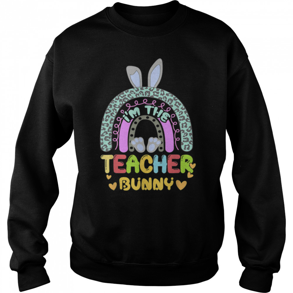 Teacher Easter Rainbow Bunny Rabbit Costume Matching Family T- B09W62R1VZ Unisex Sweatshirt