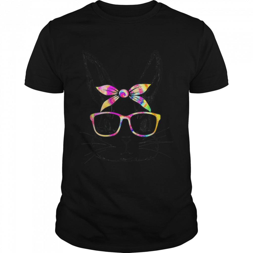 Cute Bunny Rabbit Face Tie Dye Glasses Girl Happy Easter Day T- B09W8WNL21 Classic Men's T-shirt