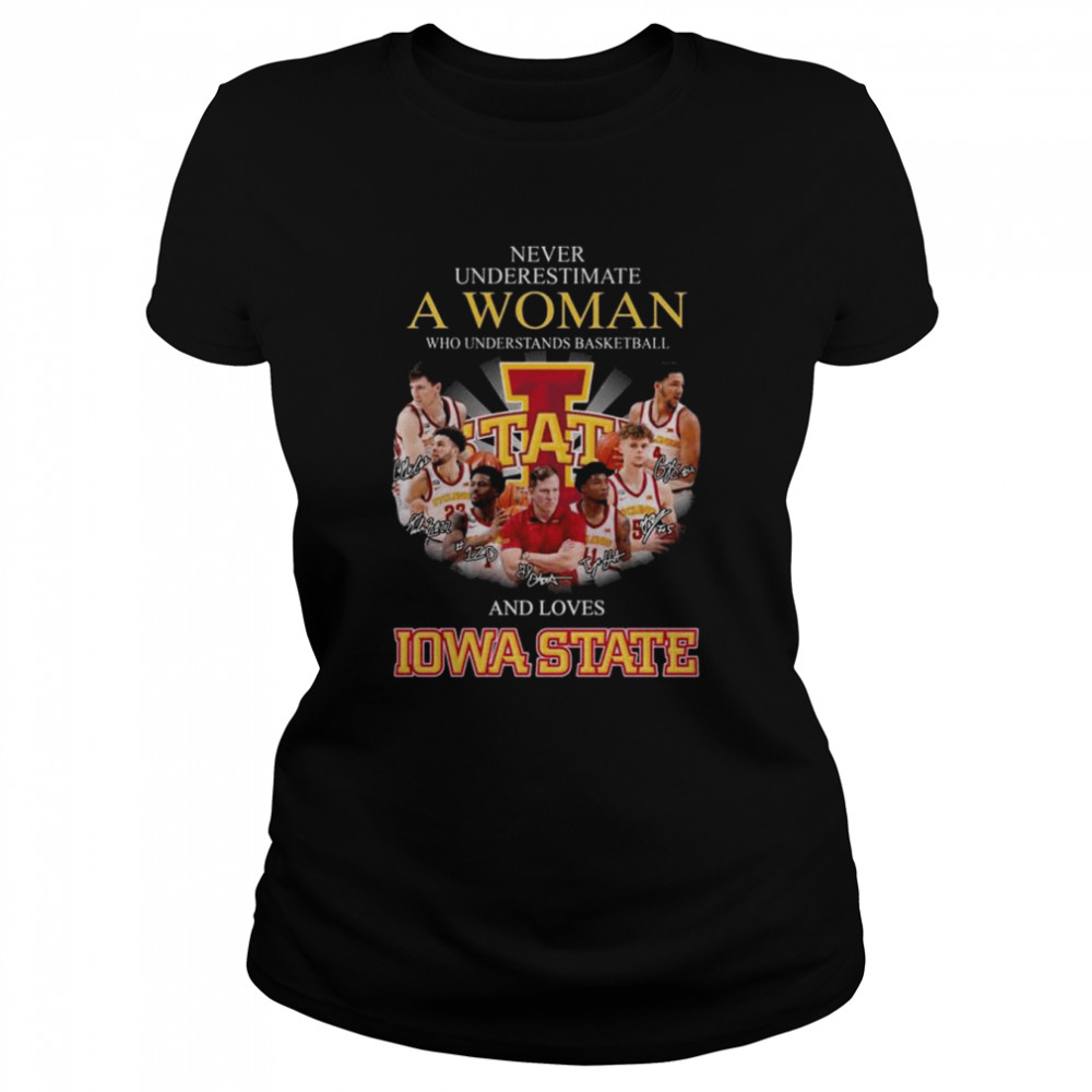 Never underestimate a woman who understand Baseball and loves Iowa State Fan signatures shirt Classic Women's T-shirt