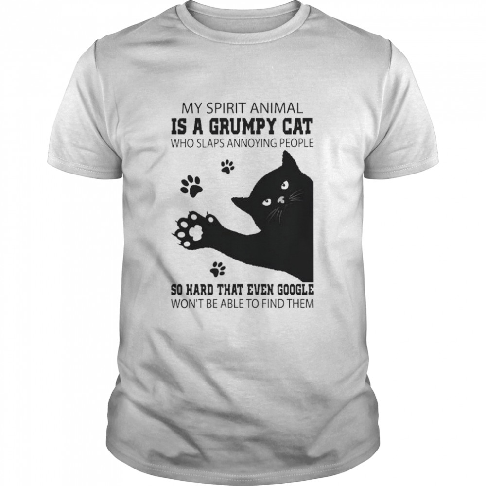 Black cat my spirit animal is a grumpy cat who slaps annoying people shirt Classic Men's T-shirt