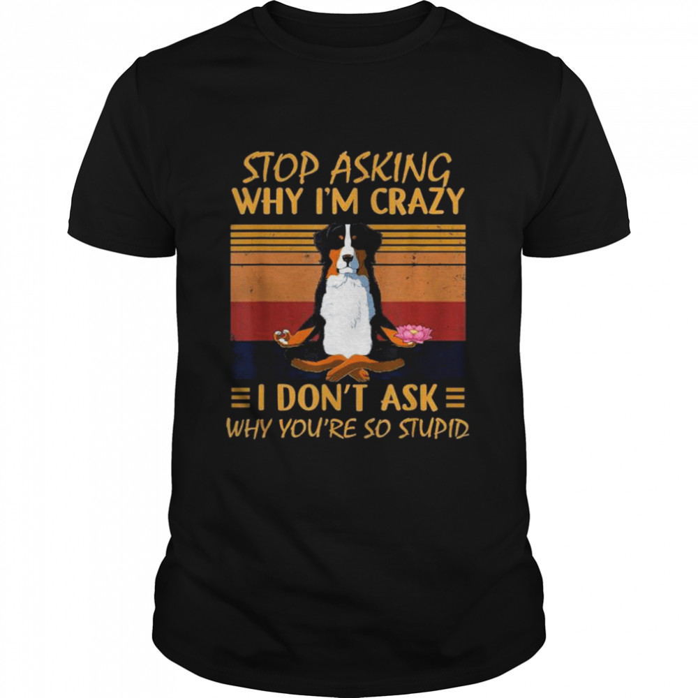 Stop asking why I’m crazy -you’re so stupid-bernese mountain vintage shirt Classic Men's T-shirt