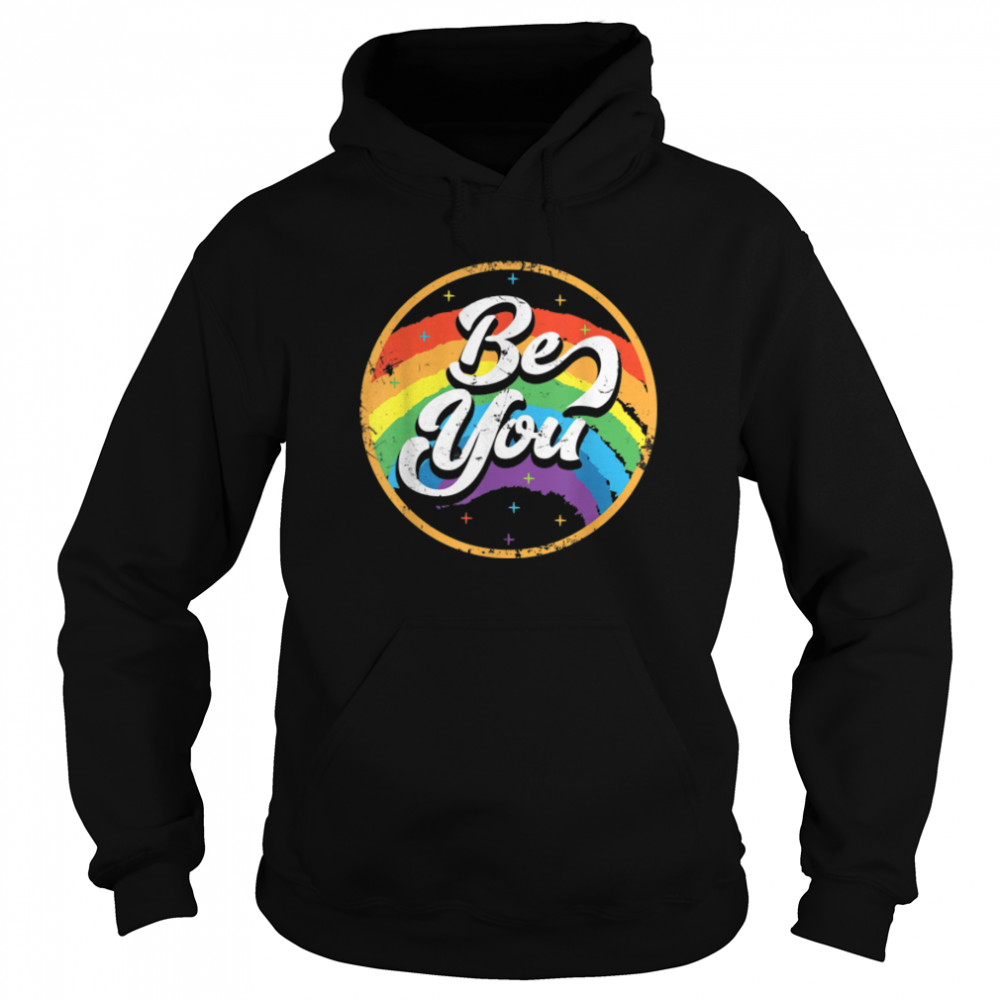 LGBTQ Pride Rainbow Circle Flag Be You Retro Vintage T- B09WMFDKVW Unisex Hoodie