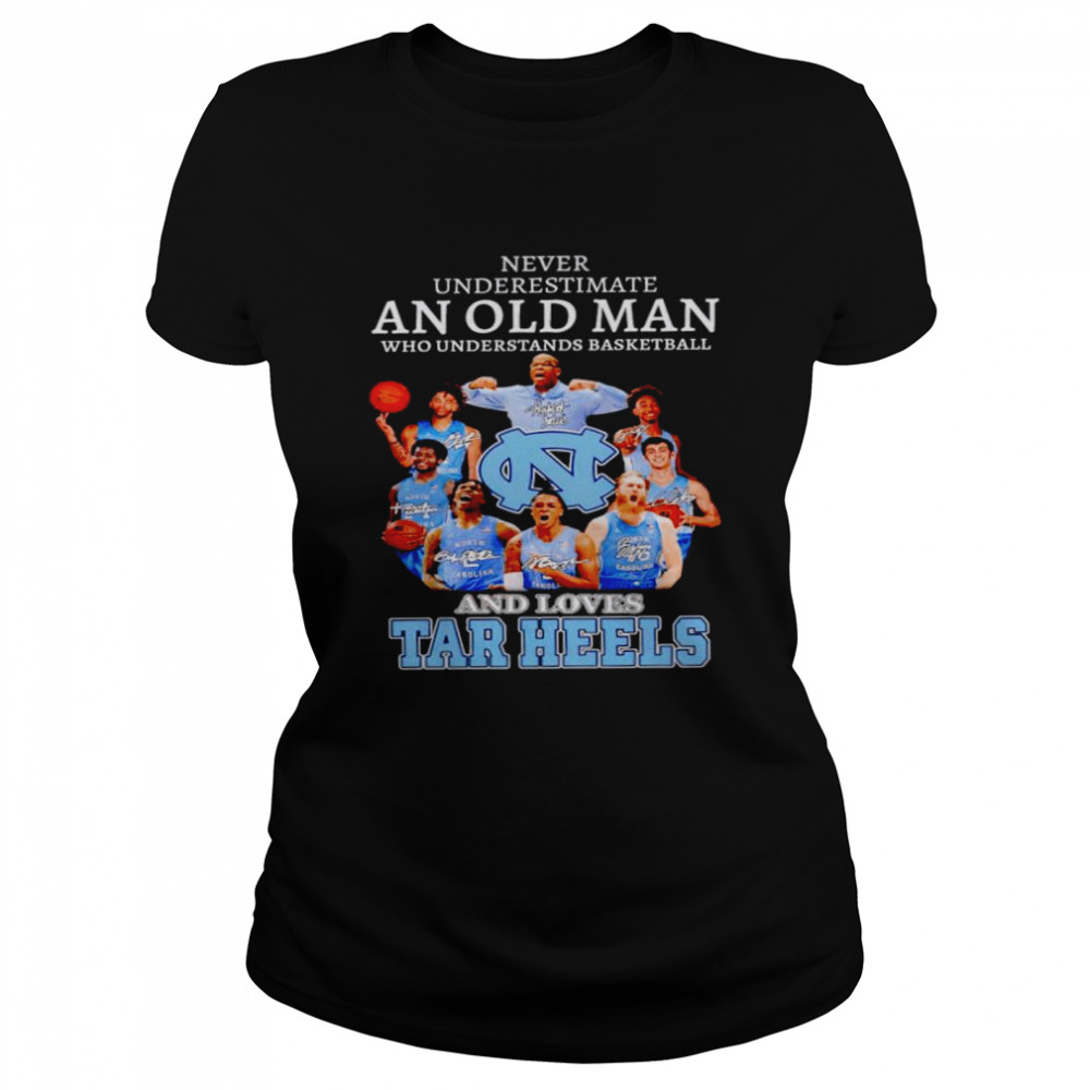 Never underestimate an old man who understands basketball and loves Tar Heels shirt Classic Women's T-shirt