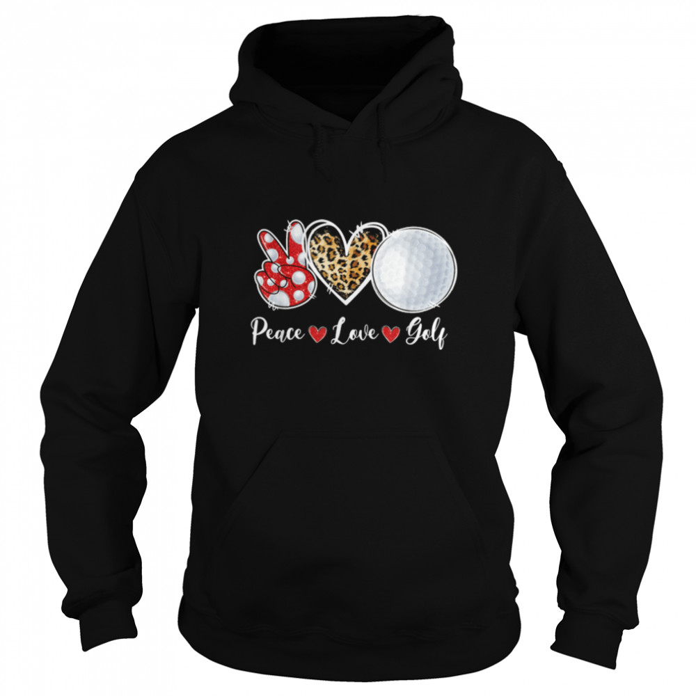 Peace Love Golf Lover Leopard Heart Game Day Cheer Mom T- B09WZNR163 Unisex Hoodie