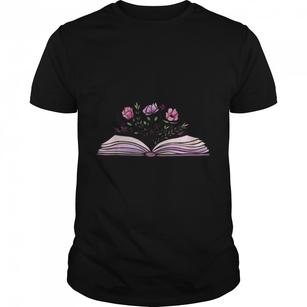 Purple Floral Book With Wildflowers World Book Day T-Shirt B09WN1P9FJ