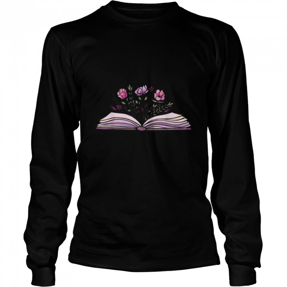 Purple Floral Book With Wildflowers World Book Day T- B09WN1P9FJ Long Sleeved T-shirt