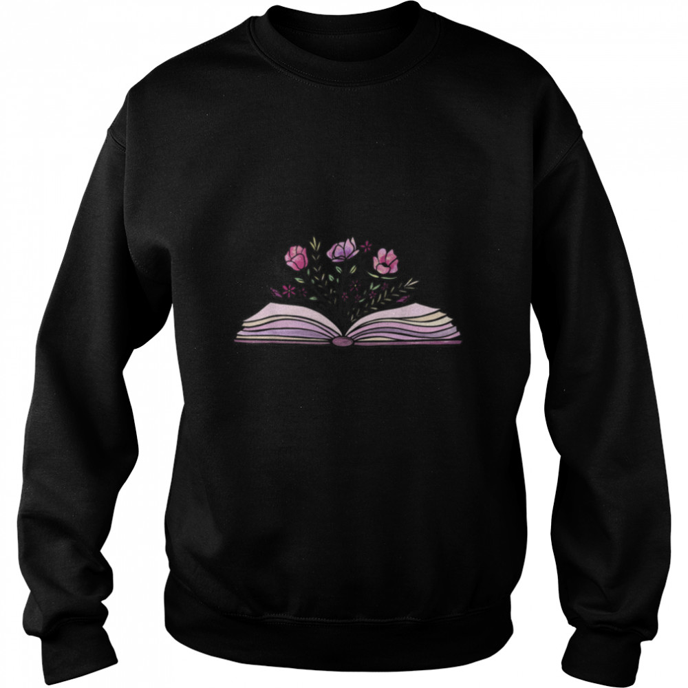 Purple Floral Book With Wildflowers World Book Day T- B09WN1P9FJ Unisex Sweatshirt