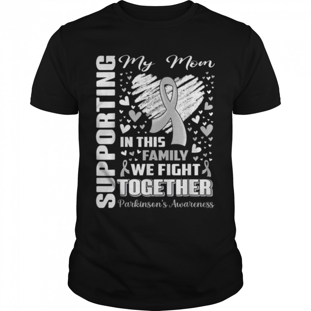 Supporting My Mom Gray Ribbon Parkinson's Awareness T- B09WMDFWP9 Classic Men's T-shirt