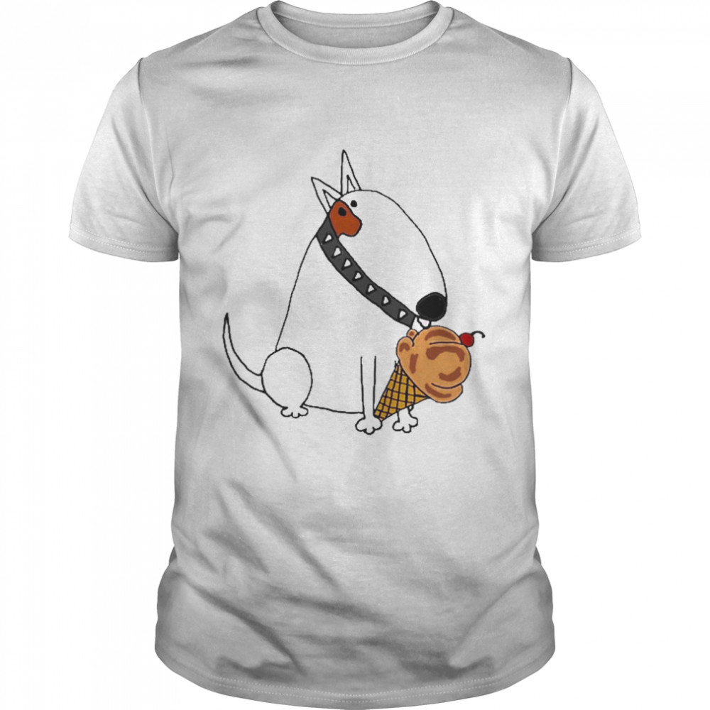 Bull Terrier Dog Eating Ice Cream  Classic Men's T-shirt