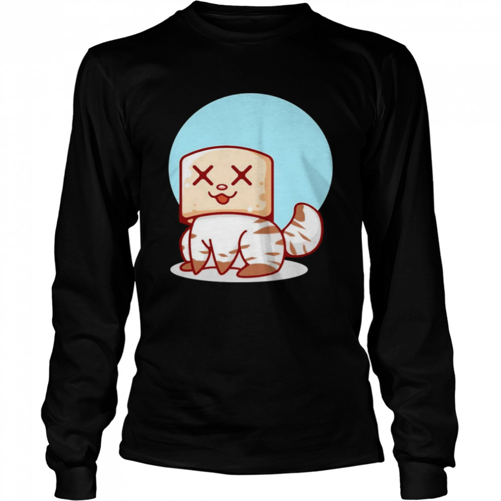 Little Cat Wearing a Marshmallow Mask Kitty Cats Long Sleeved T-shirt