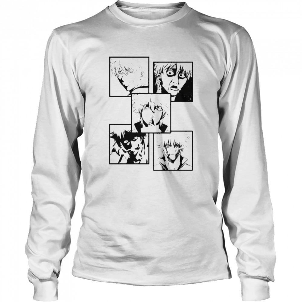 Gintama Anime faces of Gintoki shirt Long Sleeved T-shirt