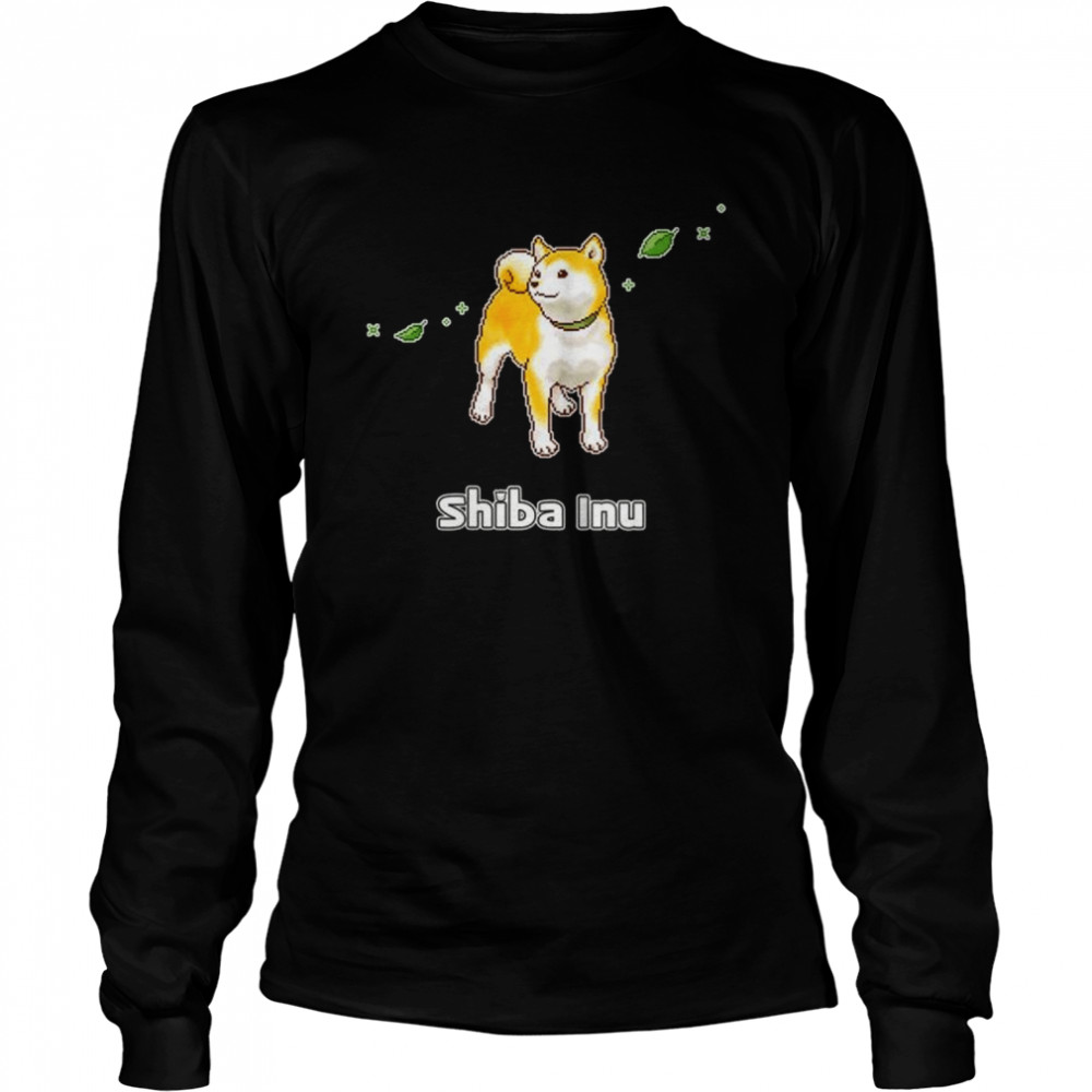 Womens Shiba Inu Dog Enjoying The Breeze Pixel Art Long Sleeved T-shirt