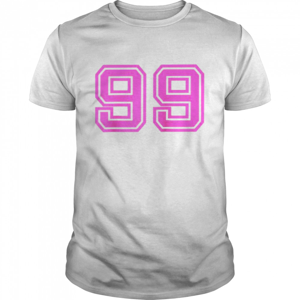 Hot Pink Retro Sports Jersey Lucky Number #99  Classic Men's T-shirt