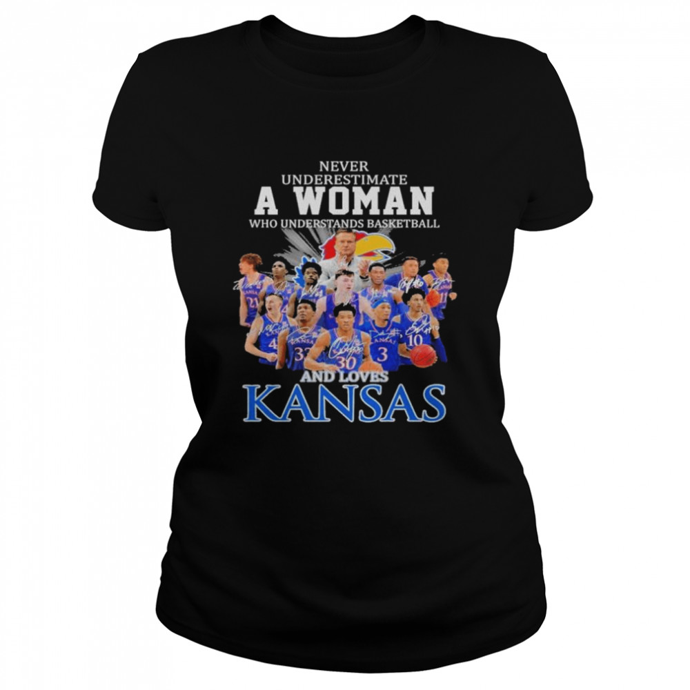 Never underestimate a woman who understands basketball and loves Kansas shirt Classic Women's T-shirt