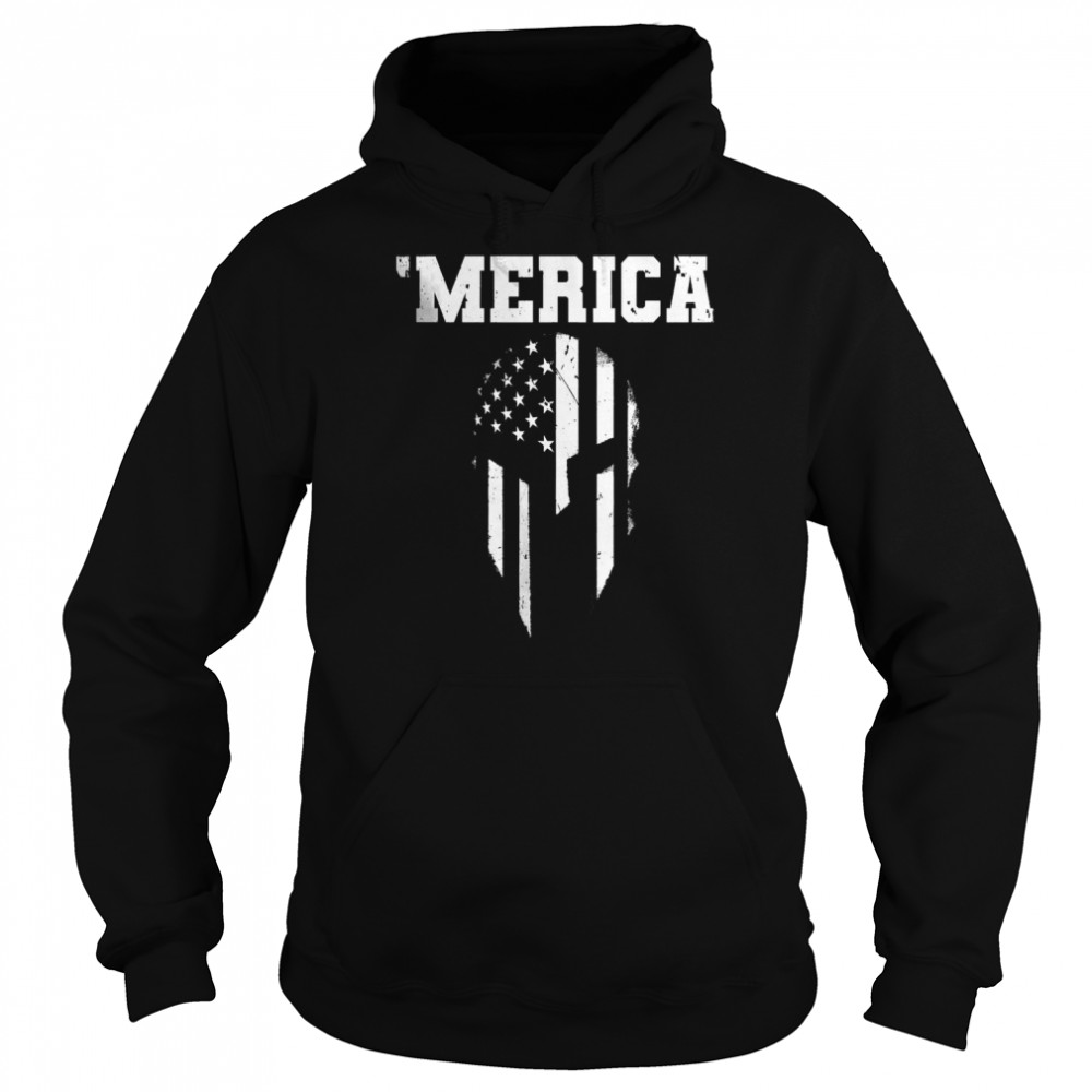 Spartan Helmet USA Flag Merica 4th of July Unisex Hoodie