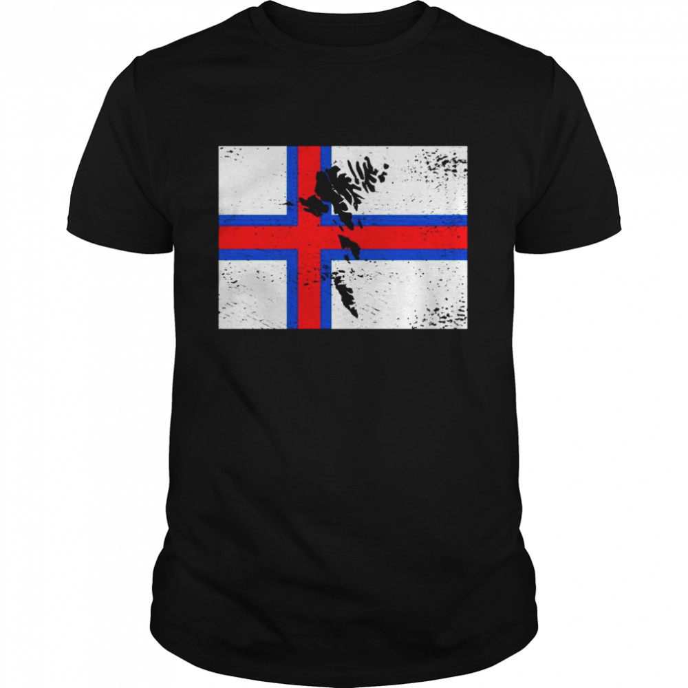 Faroe Islands Flag Silhouette Travel Nature Vacation Europe  Classic Men's T-shirt