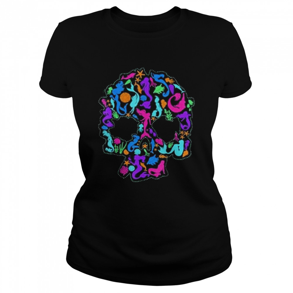 Skull made of mermaids ocean sea halloween shirt Classic Women's T-shirt