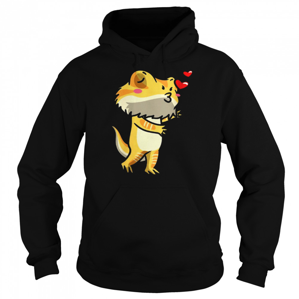 Bearded Dragon Pogona Reptile Lizard Kisses Unisex Hoodie