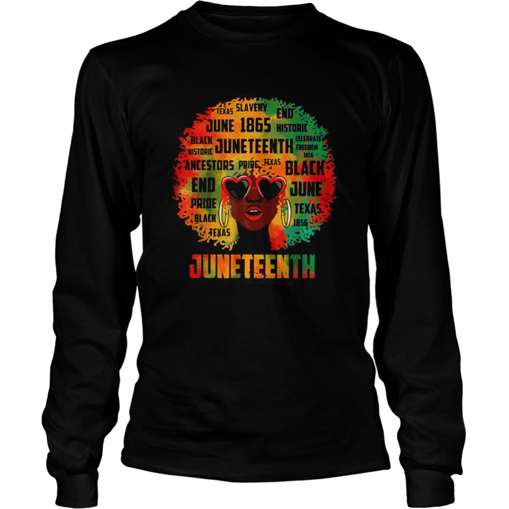 Juneteenth Melanin Black Women Natural Hair Proud Afro Women T- Long Sleeved T-shirt