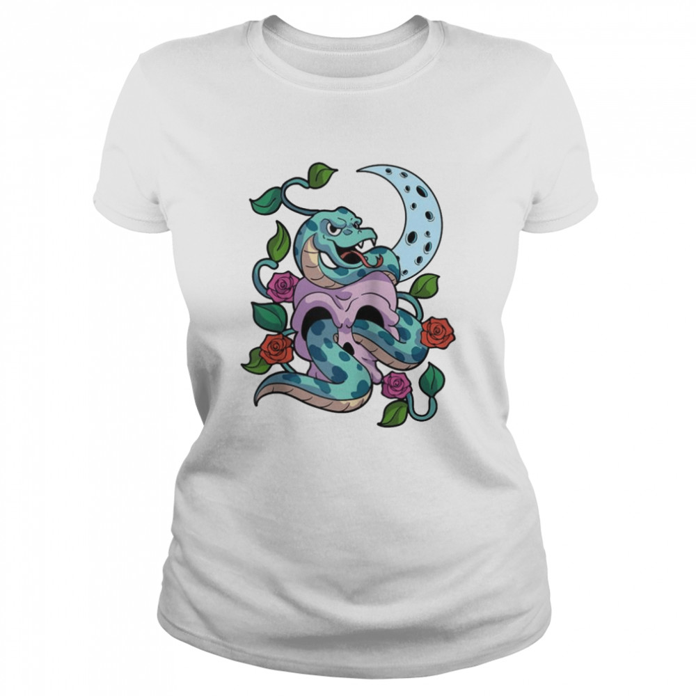 Kawaii Pastel Goth Snake Rose Moon Classic Women's T-shirt