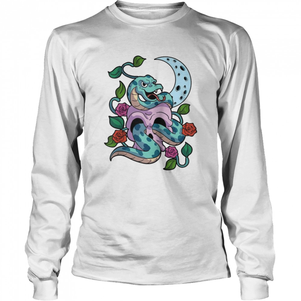 Kawaii Pastel Goth Snake Rose Moon Long Sleeved T-shirt