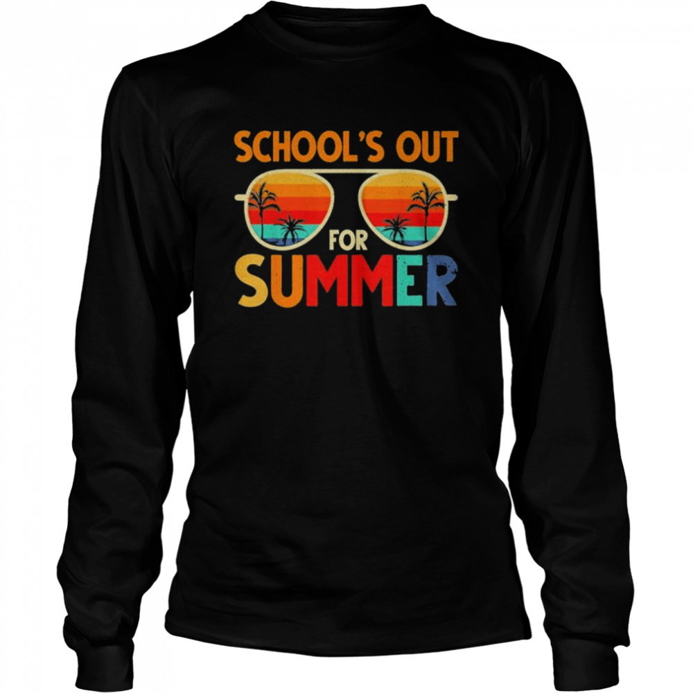 Last day of school retro schools out for summer teacher shirt Long Sleeved T-shirt