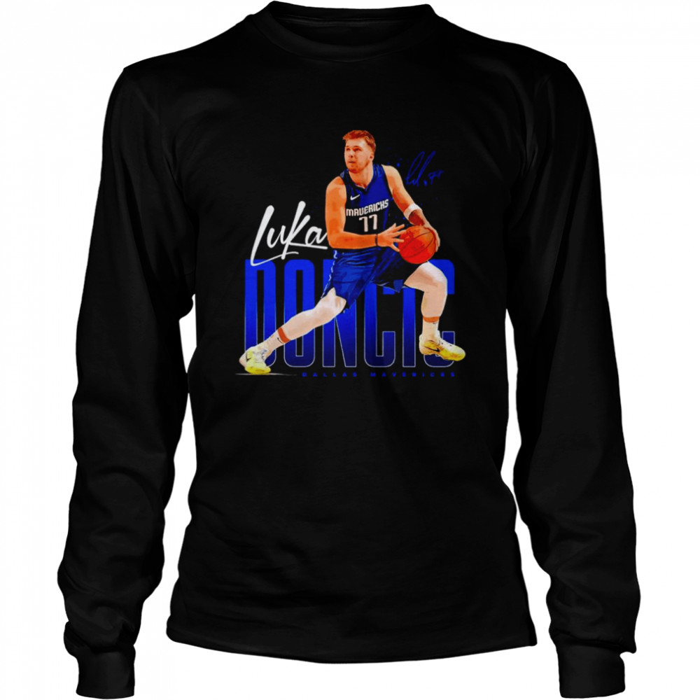 Luka Doncic Dallas Mavericks Basketball Signatures Long Sleeved T-shirt