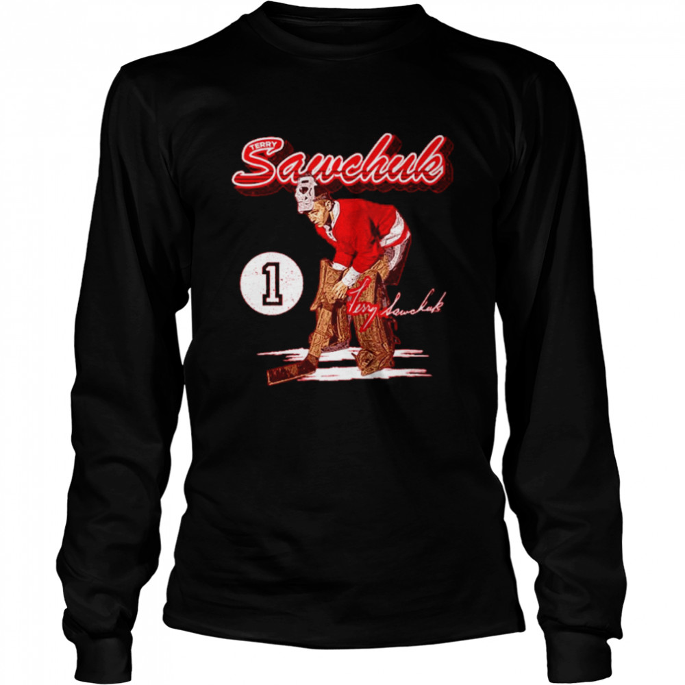 Terry Sawchuk Detroit Hockey Signatures Long Sleeved T-shirt