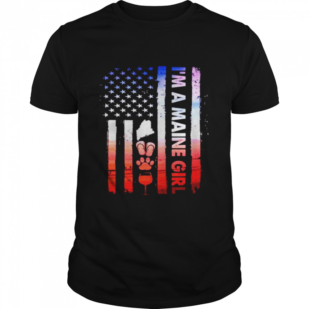 I’m a Maine Girl Camping American Flag shirt Classic Men's T-shirt