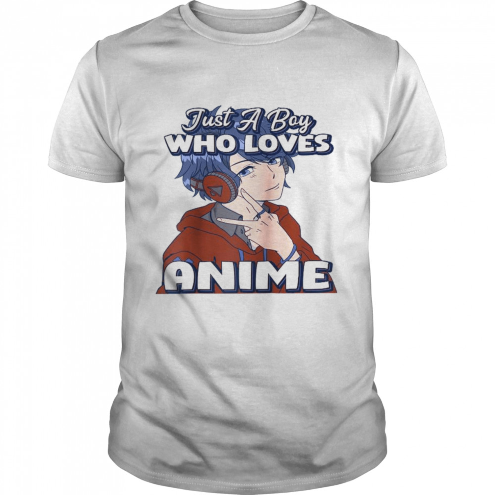 Just A Boy Who Loves Anime V Peace Symbol Fingers Fun Classic Men's T-shirt