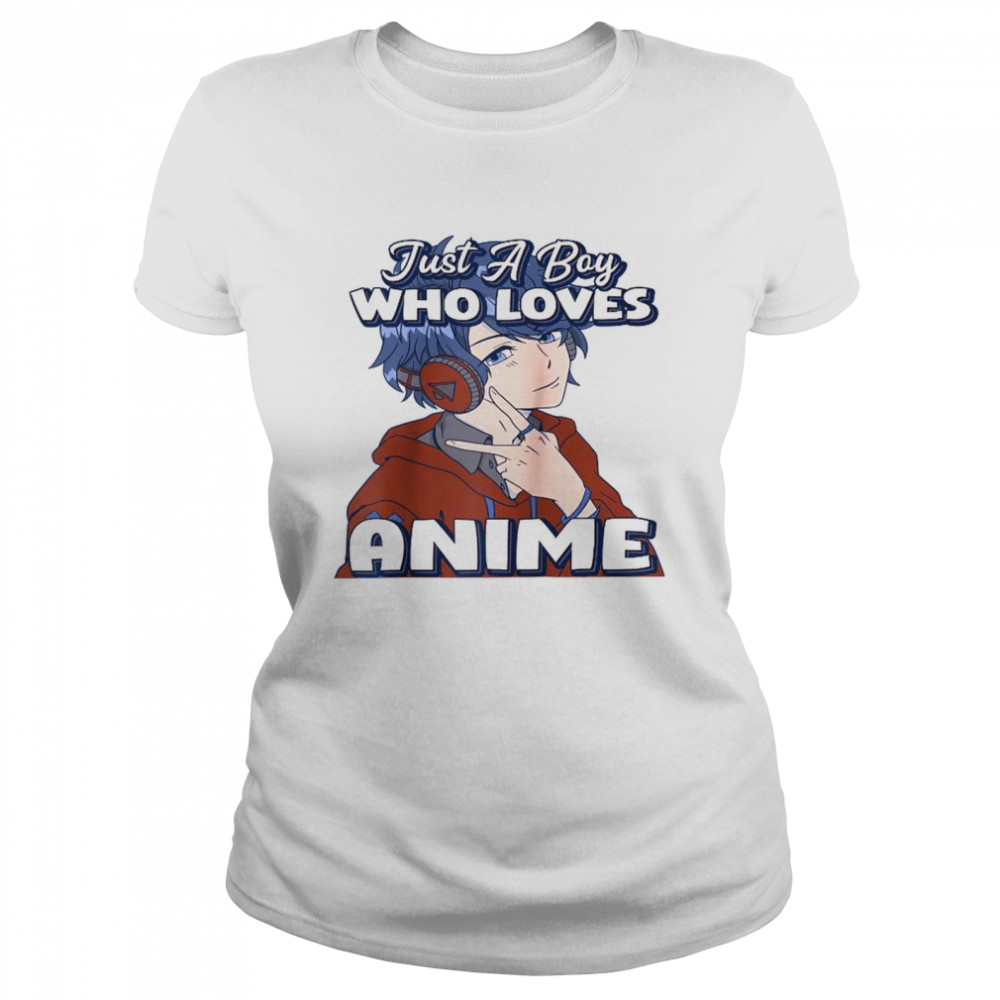 Just A Boy Who Loves Anime V Peace Symbol Fingers Fun Classic Women's T-shirt