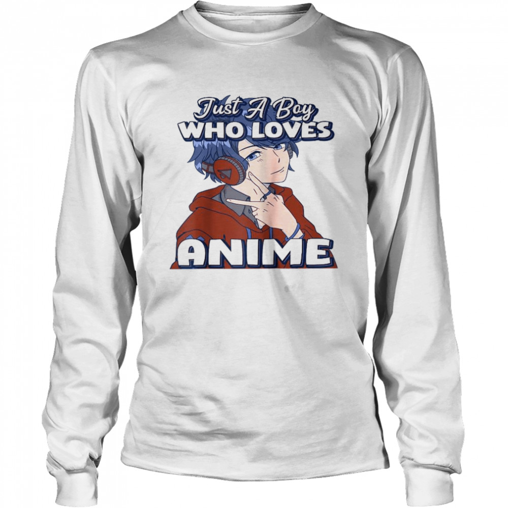 Just A Boy Who Loves Anime V Peace Symbol Fingers Fun Long Sleeved T-shirt