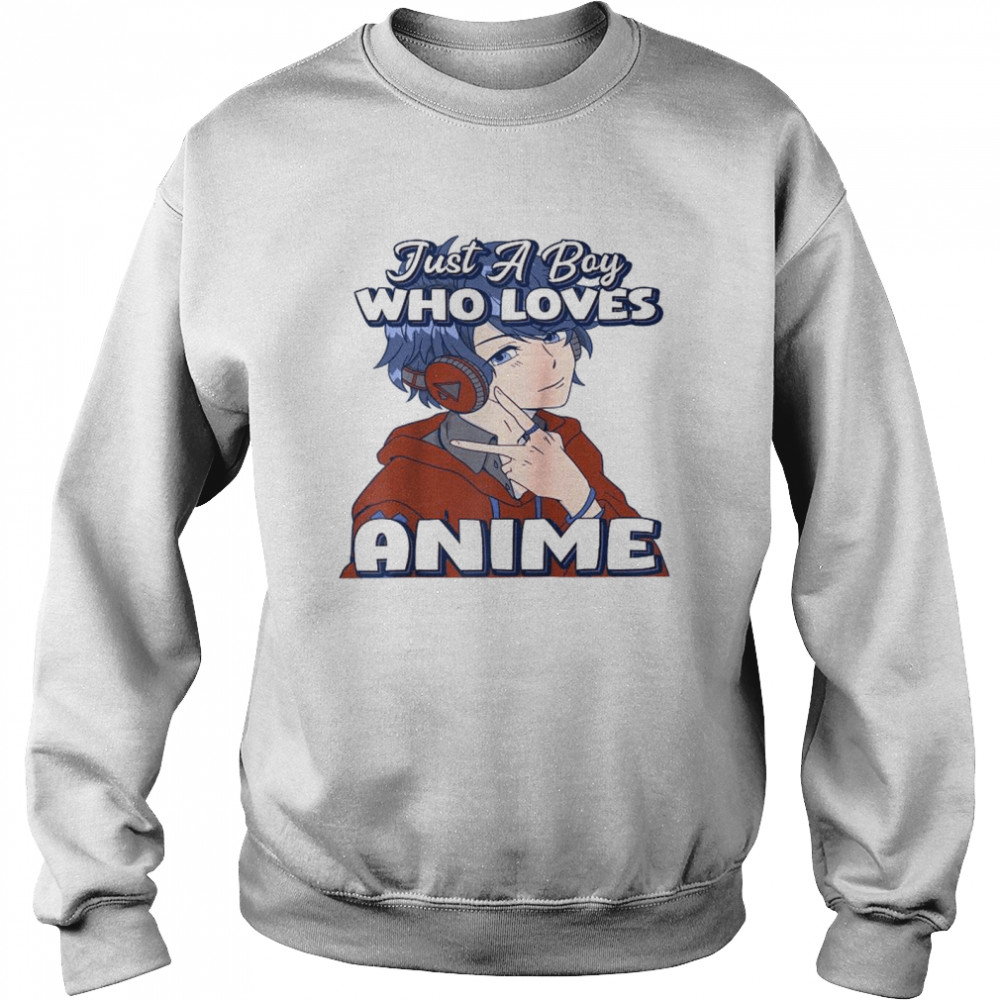 Just A Boy Who Loves Anime V Peace Symbol Fingers Fun Unisex Sweatshirt