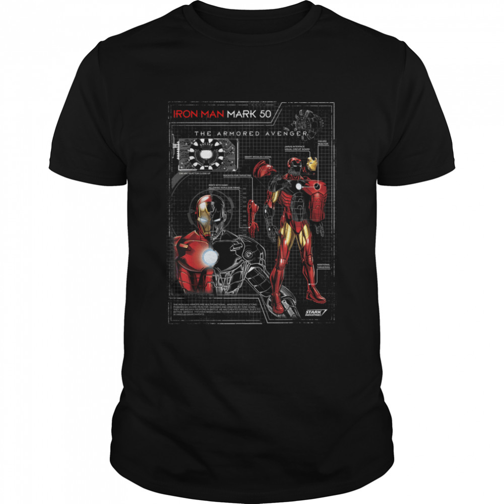 Iron Man Armor Plated Suit Blue Print Schematic T-Shirt