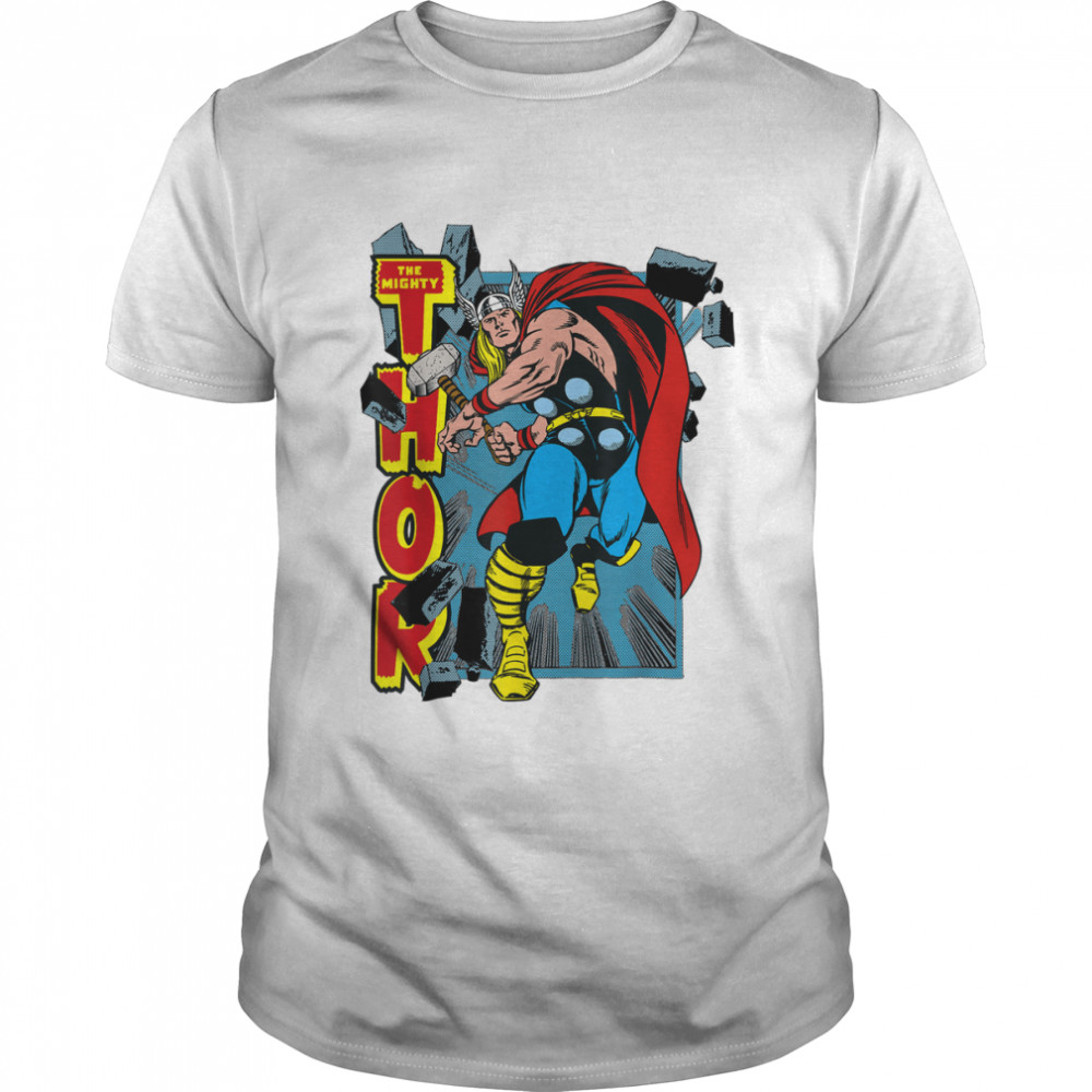 Marvel Classic The Mighty Thor Break Through Poster Style T- Classic Men's T-shirt