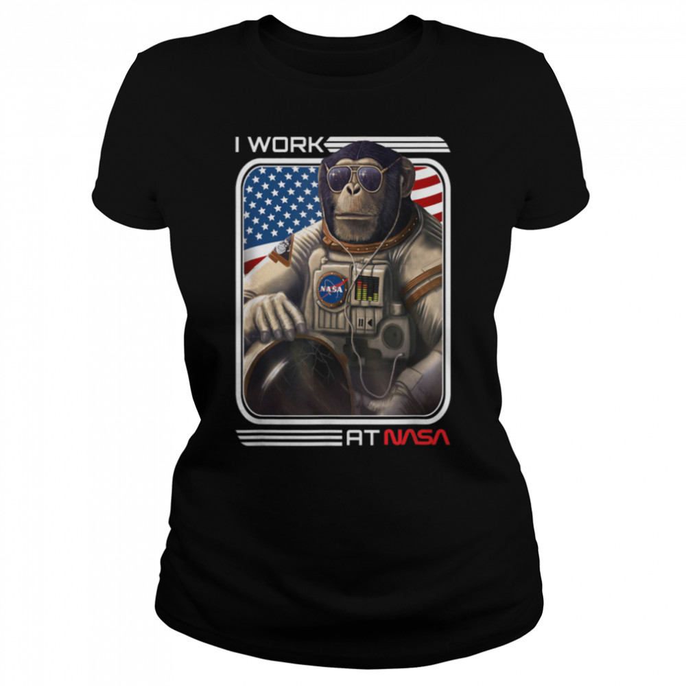 NASA Astronaut monkey Worm Insignia logo cool T- B09TPZRD7V Classic Women's T-shirt