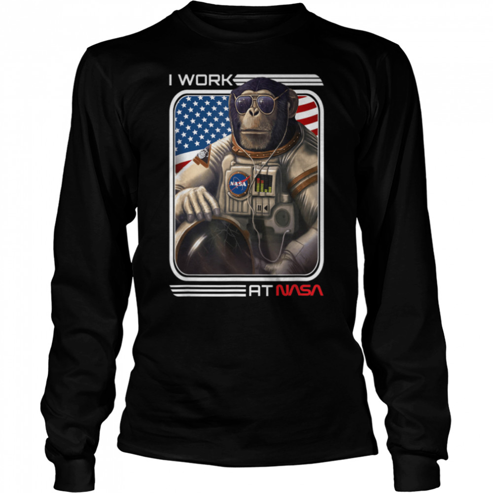 NASA Astronaut monkey Worm Insignia logo cool T- B09TPZRD7V Long Sleeved T-shirt