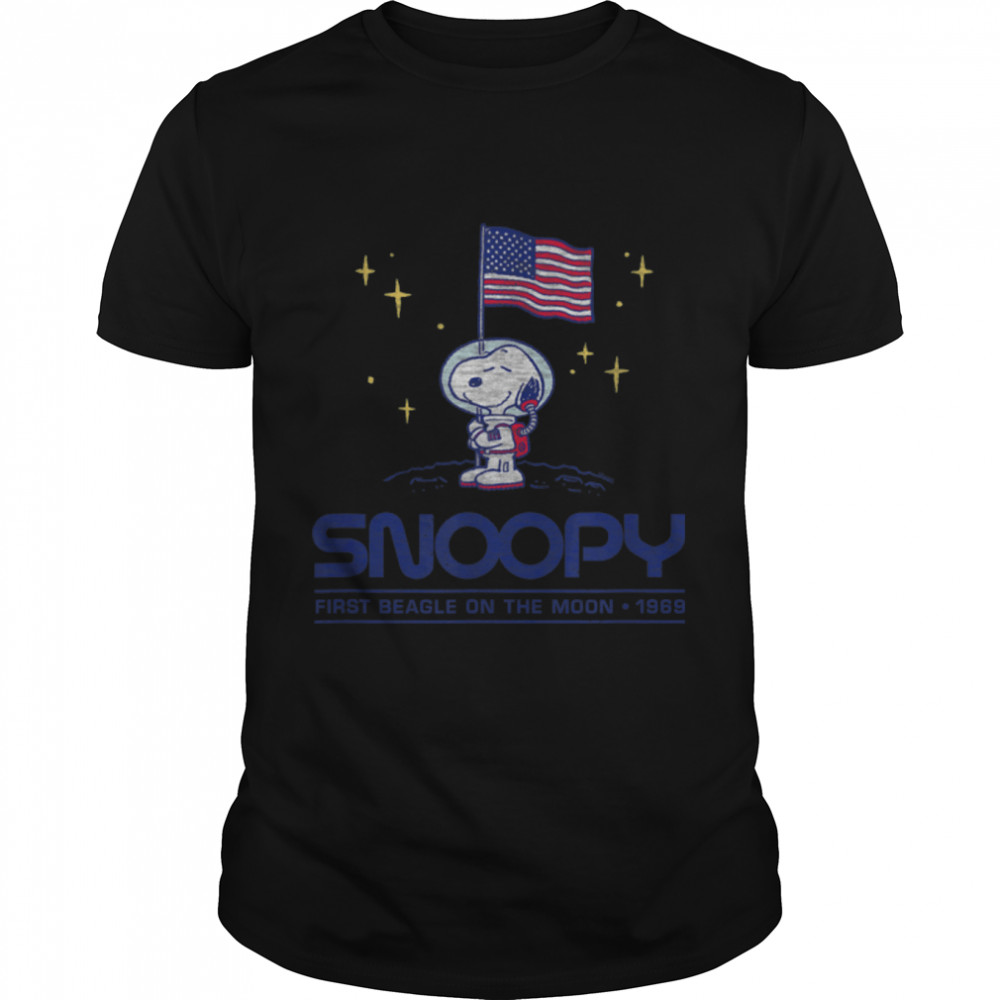 Peanuts Snoopy First Beagle on the Moon T- B07ZLFLPWM Classic Men's T-shirt