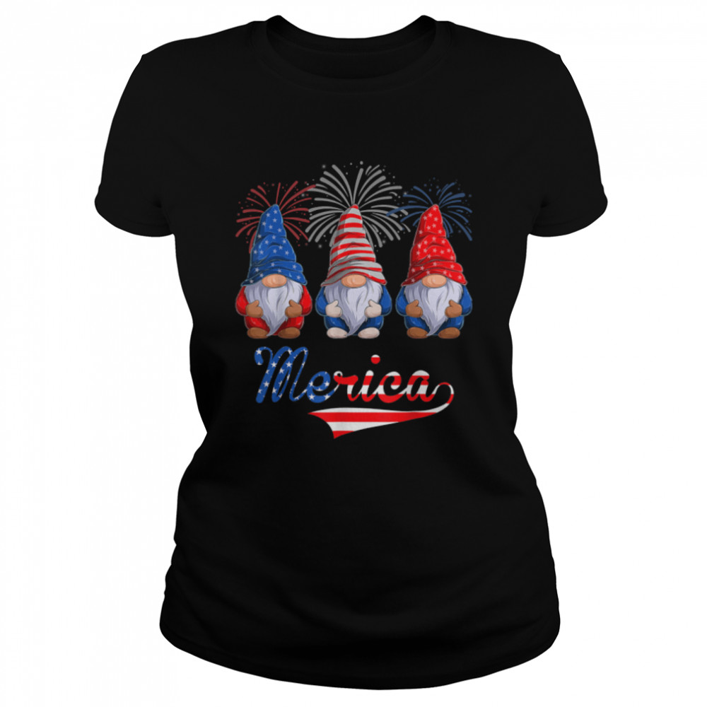 4th Of July Gnomes Kid Patriotic Gnomes US Flag Merica T- B0B1BQWZHD Classic Women's T-shirt