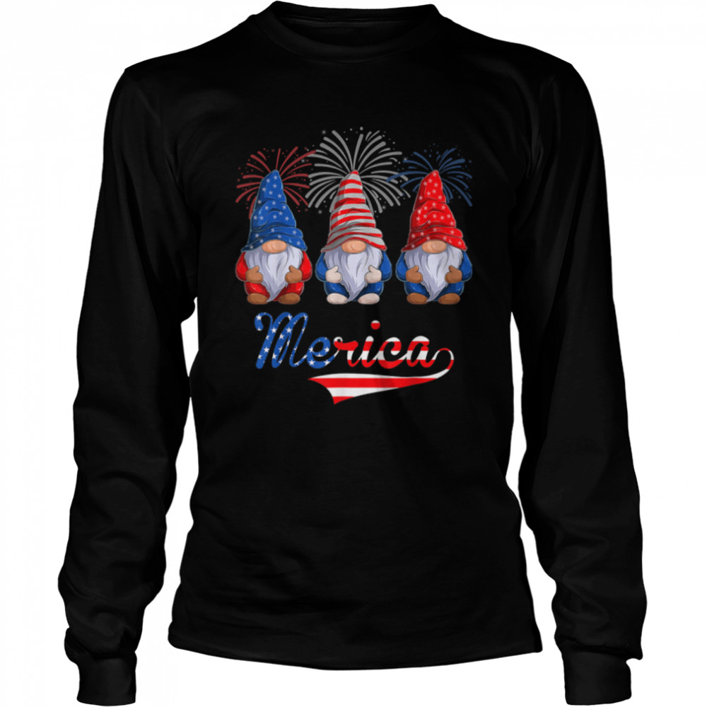 4th Of July Gnomes Kid Patriotic Gnomes US Flag Merica T- B0B1BQWZHD Long Sleeved T-shirt