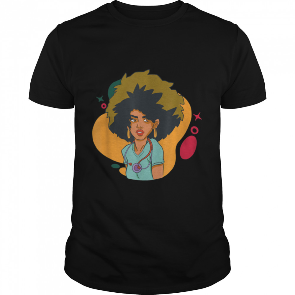 Black Nurse Uniform Face Mask Afro African Women Funny Gift T- B0B1BRCBCM Classic Men's T-shirt